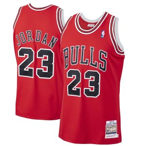 Men’s Chicago Bulls Michael Jordan Mitchell & Ness Scarlet 1997/98 Hardwood Classics Authentic Jersey