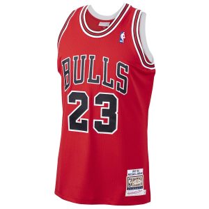 Men’s Chicago Bulls Michael Jordan Mitchell & Ness Scarlet 1997/98 Hardwood Classics Authentic Jersey