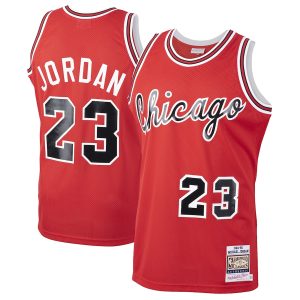 Men’s Chicago Bulls Michael Jordan Mitchell & Ness Red 1984/85 Hardwood Classics Rookie Authentic Jersey