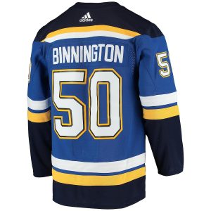 Men’s St. Louis Blues Jordan Binnington adidas Blue Home Authentic Player Jersey