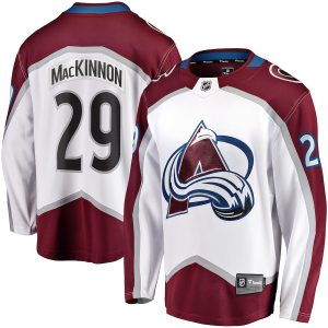 Men’s Colorado Avalanche Nathan MacKinnon Fanatics Branded White Away Premier Breakaway Player Jersey