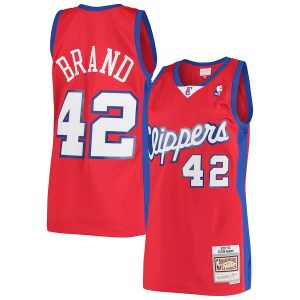 Men’s LA Clippers Elton Brand Mitchell & Ness Red Hardwood Classics Swingman Jersey