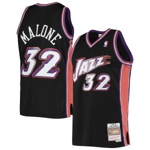 Men’s Utah Jazz Karl Malone Mitchell & Ness Black 2001/02 Hardwood Classics Swingman Jersey