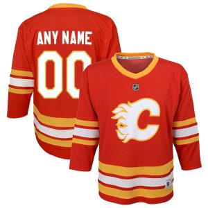 Youth Calgary Flames Red Home Replica Custom Jersey