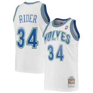 Men’s Minnesota Timberwolves Isaiah Rider Mitchell & Ness White 1995/96 Hardwood Classics Swingman Jersey