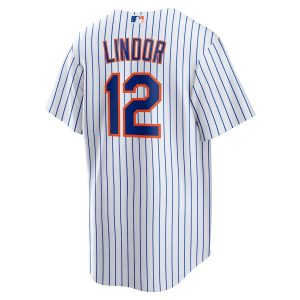 Men’s New York Mets Francisco Lindor Nike White Home Replica Player Jersey