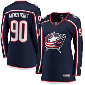 Women’s Columbus Blue Jackets Elvis Merzlikins Fanatics Branded Navy Home Breakaway Jersey