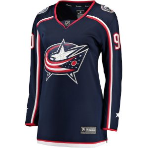 Women’s Columbus Blue Jackets Elvis Merzlikins Fanatics Branded Navy Home Breakaway Jersey