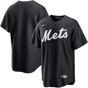 Men’s New York Mets Nike Black/White Official Replica Jersey