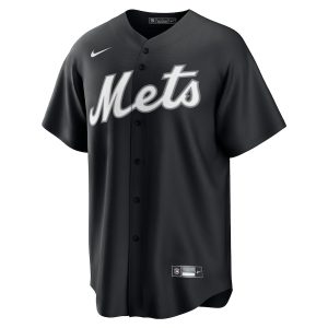 Men’s New York Mets Nike Black/White Official Replica Jersey