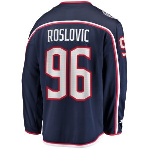 Men’s Columbus Blue Jackets Jack Roslovic Fanatics Branded Navy Home Breakaway Jersey