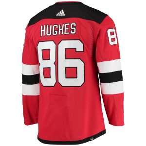 Men’s New Jersey Devils Jack Hughes adidas Red Home Primegreen Authentic Player Jersey