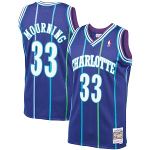 Men’s Charlotte Hornets Alonzo Mourning Mitchell & Ness Purple 1994/95 Hardwood Classics Swingman Jersey