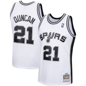 Men’s San Antonio Spurs Tim Duncan Mitchell & Ness White 1998/99 Hardwood Classics Swingman Jersey