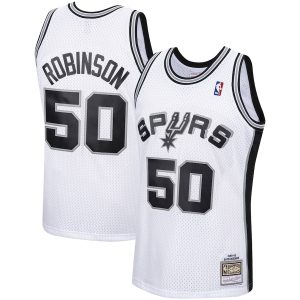 Men’s San Antonio Spurs David Robinson Mitchell & Ness White 1998/99 Hardwood Classics Swingman Jersey