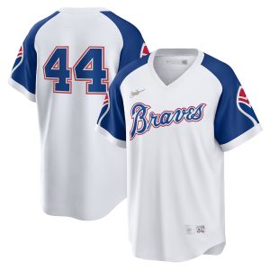 Men’s Atlanta Braves Hank Aaron Nike White Home Cooperstown Collection Player Jersey