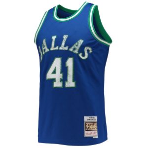 Men’s Dallas Mavericks Dirk Nowitzki Mitchell & Ness Blue 1998/99 Hardwood Classics NBA 75th Anniversary Diamond Swingman Jersey