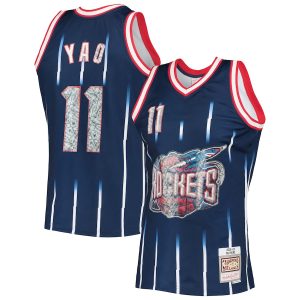 Men’s Houston Rockets Yao Ming Mitchell & Ness Navy 2002/03 Hardwood Classics NBA 75th Anniversary Diamond Swingman Jersey