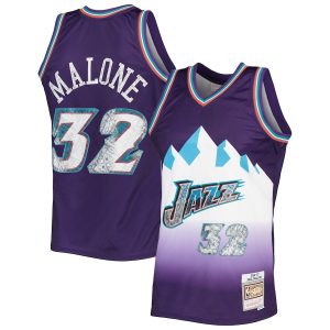 Men’s Utah Jazz Karl Malone Mitchell & Ness Purple 1996/97 Hardwood Classics NBA 75th Anniversary Diamond Swingman Jersey