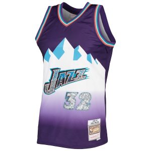 Men’s Utah Jazz Karl Malone Mitchell & Ness Purple 1996/97 Hardwood Classics NBA 75th Anniversary Diamond Swingman Jersey