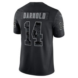 Men’s Carolina Panthers Sam Darnold Nike Black RFLCTV Limited Jersey