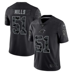 Men’s Carolina Panthers Sam Mills Nike Black Retired Player RFLCTV Limited Jersey