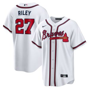 Men’s Atlanta Braves Austin Riley Nike White Home Replica Player Jersey