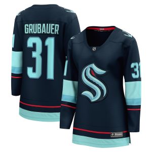 Women’s Seattle Kraken Philipp Grubauer Fanatics Branded Deep Sea Blue Home Premier Breakaway Player Jersey