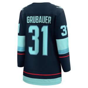 Women’s Seattle Kraken Philipp Grubauer Fanatics Branded Deep Sea Blue Home Premier Breakaway Player Jersey