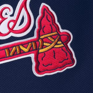 Men’s Atlanta Braves Greg Maddux Mitchell & Ness Navy Cooperstown Collection Mesh Batting Practice Button-Up Jersey