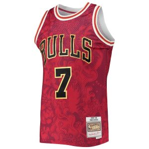 Men’s Chicago Bulls Toni Kukoc Mitchell & Ness Red Hardwood Classics 1997/98 Lunar New Year Swingman Jersey