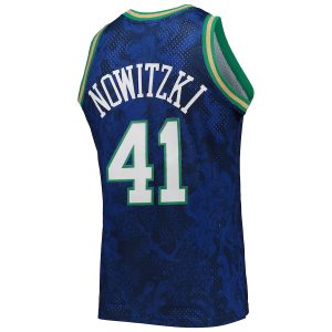 Men’s Dallas Mavericks Dirk Nowitzki Mitchell & Ness Blue Hardwood Classics 1998/99 Lunar New Year Swingman Jersey