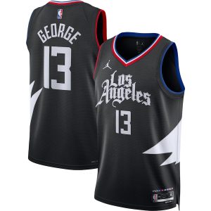 Unisex LA Clippers Paul George Jordan Brand Black Swingman Jersey – Statement Edition