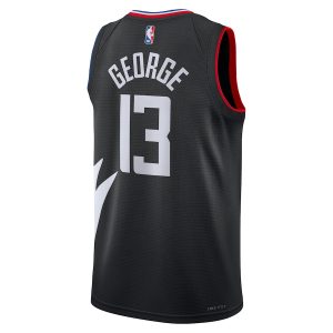 Unisex LA Clippers Paul George Jordan Brand Black Swingman Jersey – Statement Edition