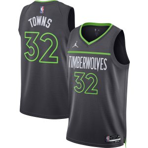 Unisex Minnesota Timberwolves Karl-Anthony Towns Jordan Brand Charcoal Swingman Jersey – Statement Edition