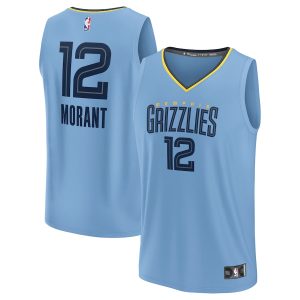 Men’s Memphis Grizzlies Ja Morant Fanatics Branded Light Blue Fast Break Replica Player Jersey – Statement Edition