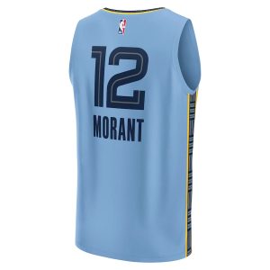 Men’s Memphis Grizzlies Ja Morant Fanatics Branded Light Blue Fast Break Replica Player Jersey – Statement Edition