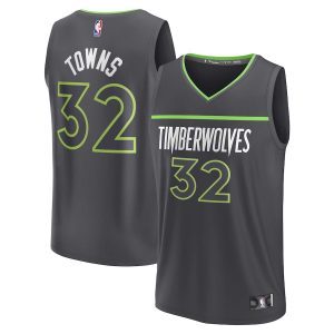 Men’s Minnesota Timberwolves Karl-Anthony Towns Fanatics Branded Anthracite Fast Break Replica Player Jersey – Statement Edition