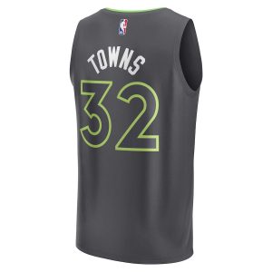 Men’s Minnesota Timberwolves Karl-Anthony Towns Fanatics Branded Anthracite Fast Break Replica Player Jersey – Statement Edition