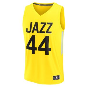 Men’s Utah Jazz Bojan Bogdanovic Fanatics Branded Yellow Fast Break Replica Jersey – Icon Edition