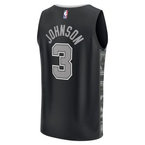 Men’s San Antonio Spurs Keldon Johnson Fanatics Branded Black Fast Break Replica Player Jersey – Statement Edition