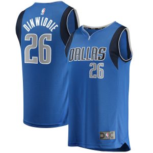 Men’s Dallas Mavericks Spencer Dinwiddie Fanatics Branded Blue Fast Break Replica Jersey – Icon Edition