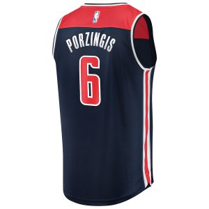 Men’s Washington Wizards Kristaps Porzingis Fanatics Branded Navy Fast Break Replica Player Jersey – Statement Edition