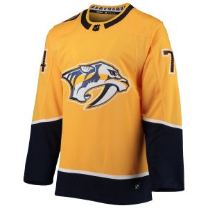 Men’s Nashville Predators Juuse Saros adidas Gold Home Authentic Player Jersey