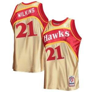 Men’s Atlanta Hawks Dominique Wilkins Gold Mitchell & Ness 75th Anniversary 1986/87 Hardwood Classics Swingman Jersey