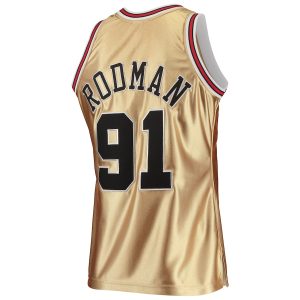 Men’s Chicago Bulls Dennis Rodman Gold Mitchell & Ness 75th Anniversary 1997/98 Hardwood Classics Swingman Jersey