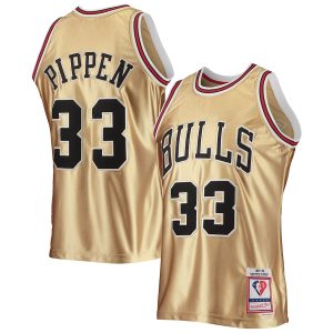 Men’s Chicago Bulls Scottie Pippen Gold Mitchell & Ness 75th Anniversary 1997/98 Hardwood Classics Swingman Jersey