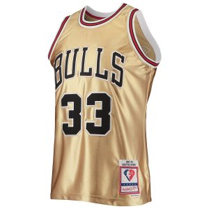 Men’s Chicago Bulls Scottie Pippen Gold Mitchell & Ness 75th Anniversary 1997/98 Hardwood Classics Swingman Jersey