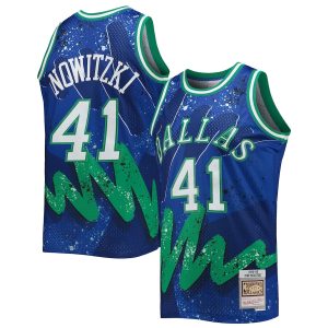 Men’s Dallas Mavericks Dirk Nowitzki Mitchell & Ness Blue Hardwood Classics 1998/99 Hyper Hoops Swingman Jersey