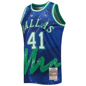 Men’s Dallas Mavericks Dirk Nowitzki Mitchell & Ness Blue Hardwood Classics 1998/99 Hyper Hoops Swingman Jersey